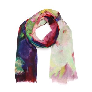 Vibrant Vase Floral Scarf –Cashmere Wool Designer Wrap | Artistic Bouquet Print