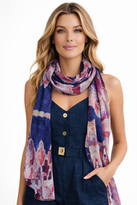 Linen: Tribal Mosaic Geometric Scarf – Pure Linen Designer Wrap | Multicolor Abstract Ethnic Print