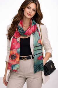 Modal Silk: Blush Lotus Drift – Modal Silk Summer Scarf
