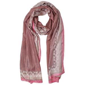 Silk 1: Blush Heritage Border – Pure Silk Classic Pattern Scarf