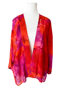 Floral Print Cotton Muslin Short Kimono