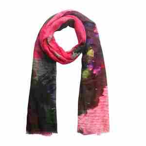 Abstract Fine Merino Silk Designer Scarf