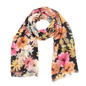 Garden Dusk Floral Merino Wool Scarf