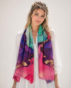 Abstract Print Fine Merino  Designer Scarf