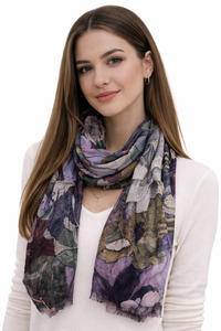Twilight Botanical Whisper – Fine Merino Scarf