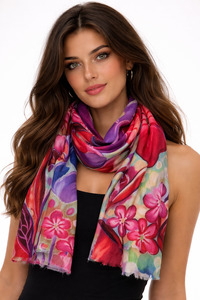 Scarves: Carnival Blossom Parade – Merino Wool Scarf