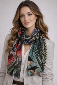 Scarves: Midnight Garden Tapestry – Modal Silk Scarf