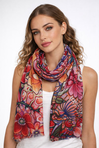 Opulent Bloom Cascade – Merino Wool Scarf