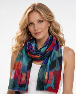 Scarves: Petal Rain Abstract – Merino Wool Scarf