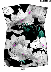 Noir Blossom Floral Viscose Crepe Long Kaftan Dress