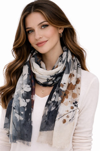 New Arrival: Monochrome Bloom Fusion – Modal Silk Modern Floral Scarf