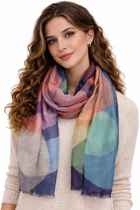 Midnight Orbit – Modal Silk Contemporary Geometric Scarf