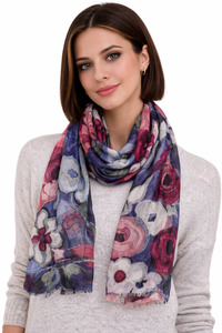 Moonlit Bloom Garden – Modal Silk  Scarf