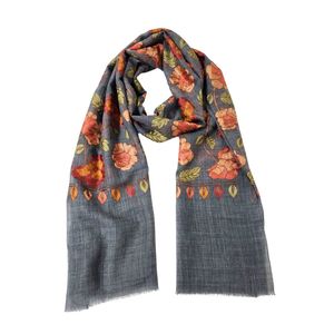 Embroidered: Autumn Rose Embroidery – Merino Wool Scarf