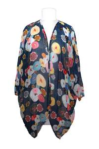 Kimonos: Japanese Waterlily Navy Modal Kimono