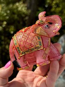 Rose Quartz: Rose Quartz Elephant, Hand Painted
