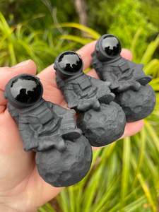 Obsidian Meditating Astronaut on the Moon