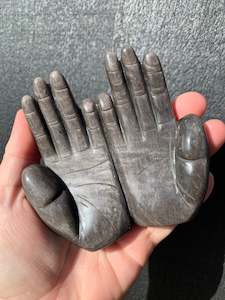 Silver Sheen Obsidian Offering Hands Bowl