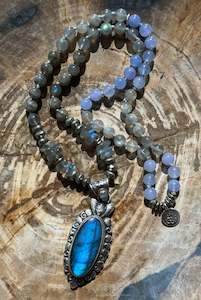 Mālā Half with Labradorite and Aquamarine Beads with a handmade Himalayan Ster&hellip;