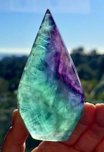 Rainbow Fluorite carved Flame 6