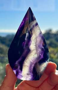 Fluorite: Rainbow Fluorite carved Flame 5