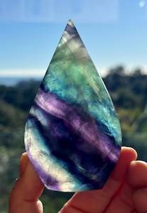 Rainbow Fluorite carved Flame 3