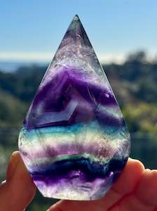 Rainbow Fluorite carved Flame 2