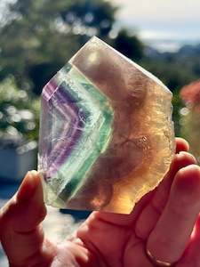 Rainbow Fluorite slice, Natural edge