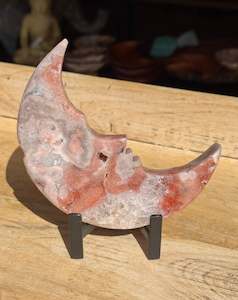 Amethyst: Pink Amethyst carved Face in the Crescent Moon - Rare Druze