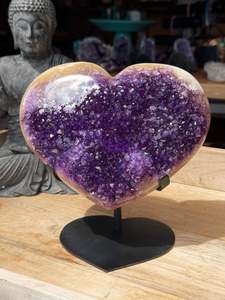 Amethyst: Uruguay Amethyst Cluster Heart - Large