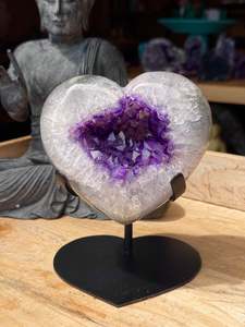 Uruguay Amethyst Geode in Quartz Heart