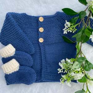 Gift Sets: "Daffodils" hand knit baby cardigan & bootie set