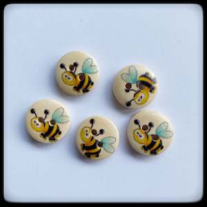 Buttons And Tags: "Bees" wooden baby buttons