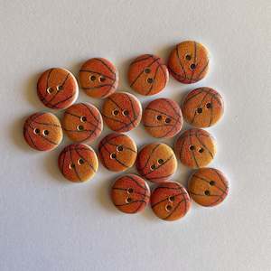 Buttons And Tags: "Basketball" wooden buttons