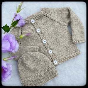 Cardigans: "Parker" hand knit merino baby cardigan