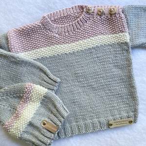 "Aspen" hand knit merino sweater and hat set