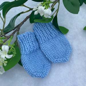 "Wee one" hand knit merino baby mittens