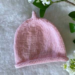 Baby Hats And Booties: Roll brim "pixie" merino baby beanie