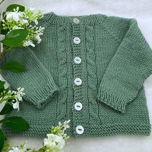 "Cabled" merino baby cardigan