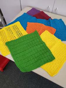 knitted cotton dishcloths - approx. 10" square - handmade