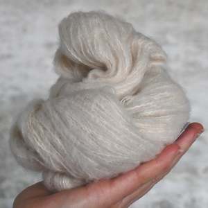 Undyed Yarn: Undyed Yarn - Alpaca/Cotton/Merino - Naturel Fluff 4ply - 100gm