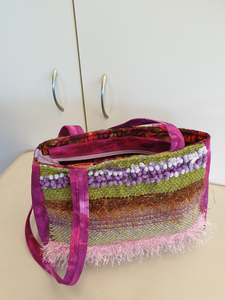 Naness Handmade Originals: Bespoke handbag - Saori style Raspberry