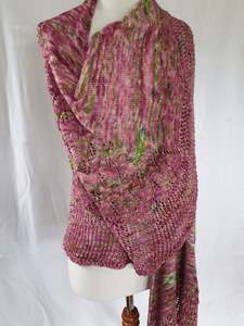 Naness Handmade Originals: Hand Knitted, Hand Dyed Wrap - Autumn Cascade - 100% Merino