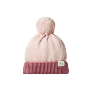 Sale 20 00: Nature Baby - Merino Pom Pom Beanie - Rhubarb/Rose Dust