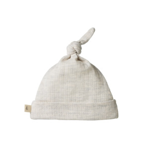 Nature Baby - Merino Pointelle Knotted Beanie - Natural