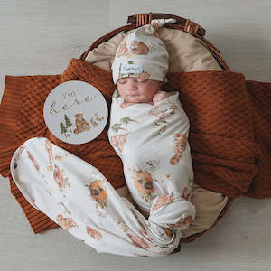 Snuggle Hunny - Organic Jersey Wrap + Beanie Set - Bears