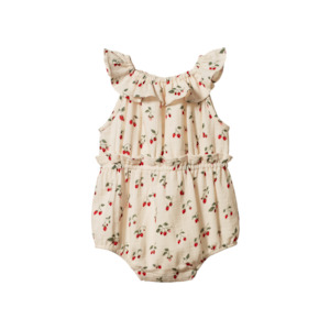 All In Ones Playsuits: Nature Baby - Plum Muslin Suit - Strawberry Blush