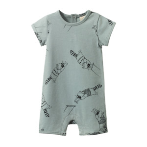 Nature Baby - S/S Quincy Romper - Raccoon Rhapsody