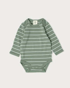 New: Babu Merino - L/S Bodysuit - Sage Stripe