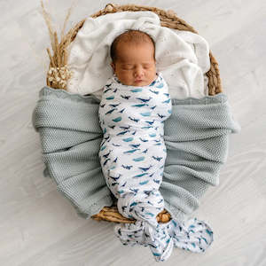 Mod Tod: Mod + Tod - Stretchy Swaddle - Whales Tales